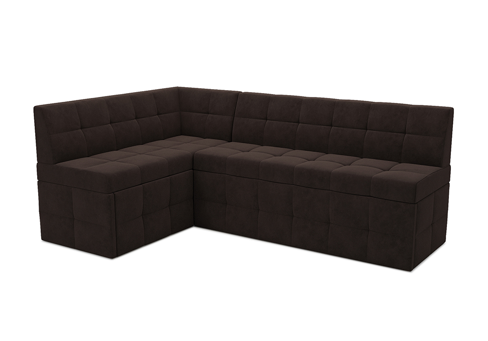 Кухонный угловой диван дельфин Атлантис микровелюр коричневый