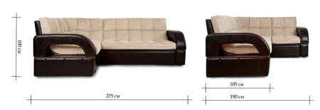 Диван Угловой Мадрид-1 (Ш-2750 х Г-1900 х В-1000 мм)/Разные Цвета