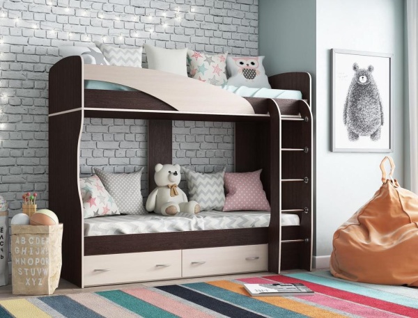 Кровать Двухъярусная (Д-2032хВ-1700хГ-1000 мм)/Разные Цвета