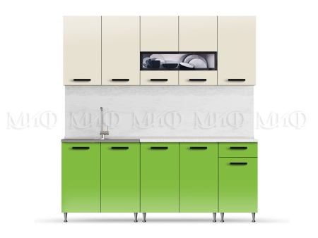 Кухонный Гарнитур Риана Бежевый + Олива 1600/1700/1800/2000 мм