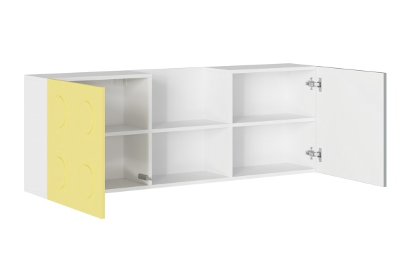 Полка навесная Кубо белый / грин грей софт/ солнечно-желтый