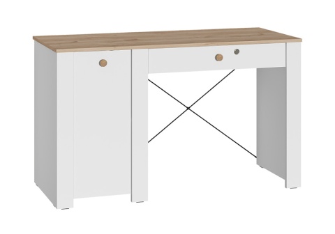 Стол письменный Джастин 12.154 белый шагрень / дуб белый
