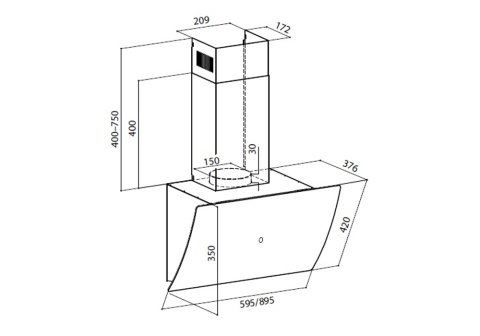 Наклонная вытяжка PLAZA GS 600 WHITE